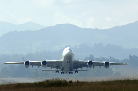 A380 take-off Medellin