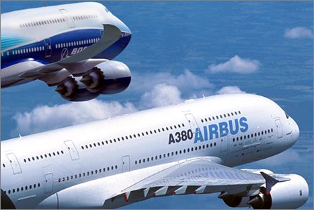 Airbus A380 Boeing 747-8 strijd W445
