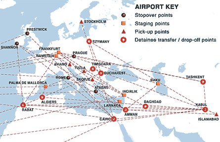 EU rendition flights map W445