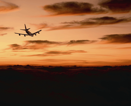 plane in sunset
