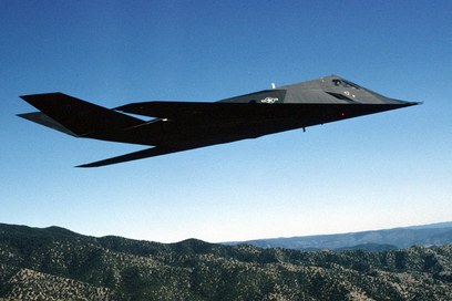 F-117 over hills