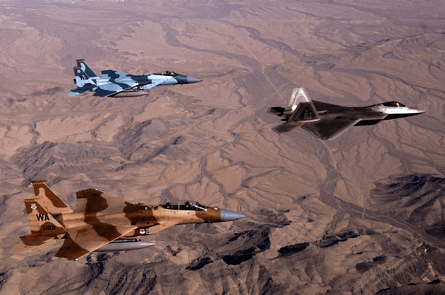 F-22 & F-16 formation
