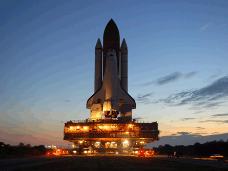 Shuttle on launchpad