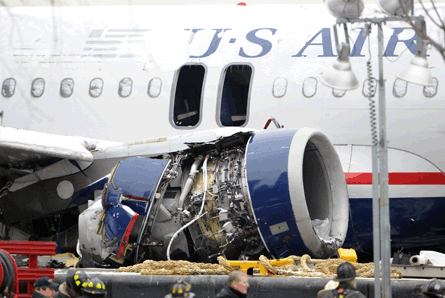 US Airways engine damage after lifting from the Hu