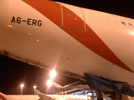 Emirates A340 tail scrape