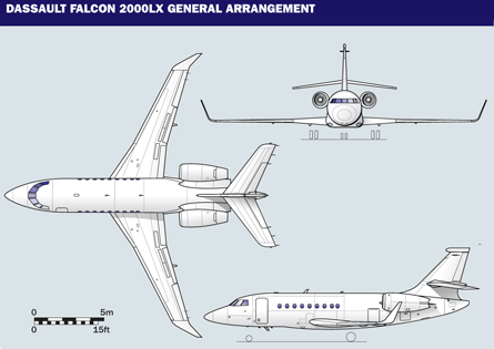 Dassault Falcon 2000LX general arrangement