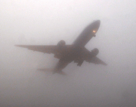 Foggy aircraft