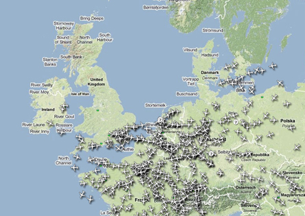 Radar View of UK air traffic 15/04/10