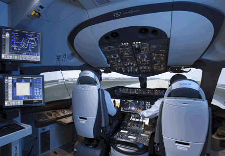 Boeing 787 Dreamliner simulator cockpit
