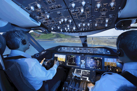 Boeing 787 Dreamliner simulator cockpit