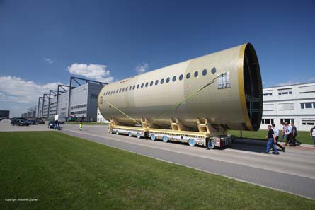 A composite fuselage section for the A350 XWB is r