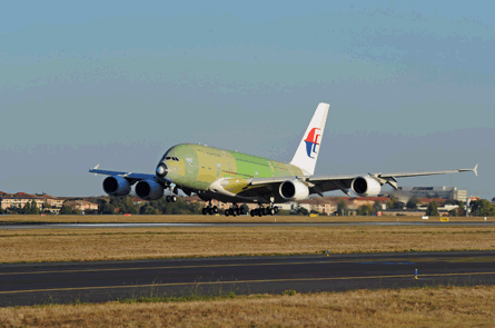 MAS A380 lands after maiden flight