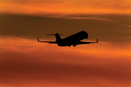 Bombardier CRJ700 at sunset