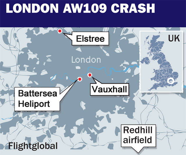 Vauxhall helicopter crash map