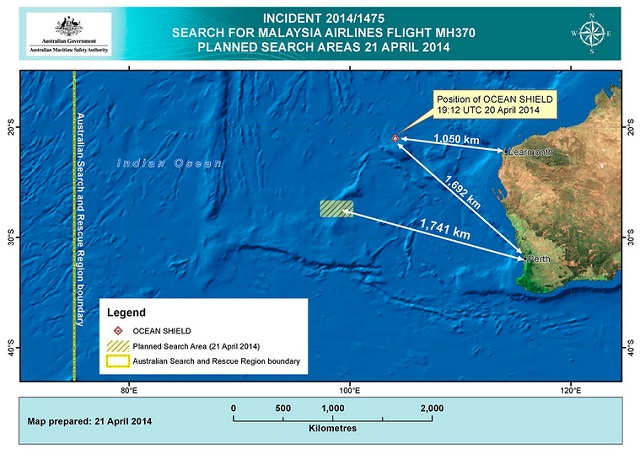 mh370 21 april search area