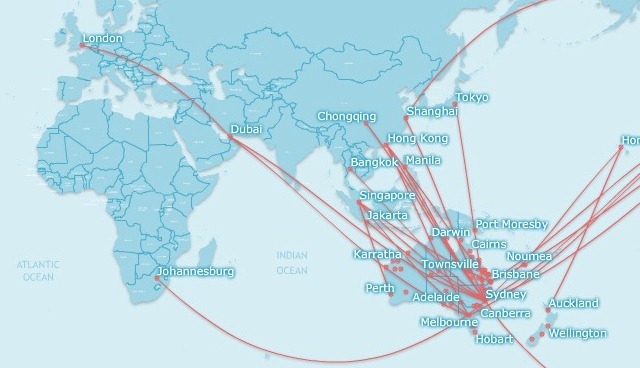Qantas long-haul network 2014