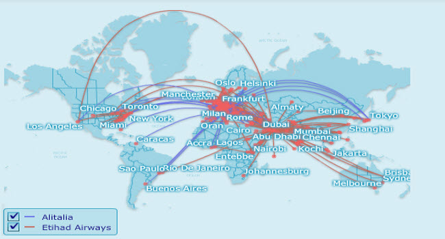 Alitalia-Etihad networks