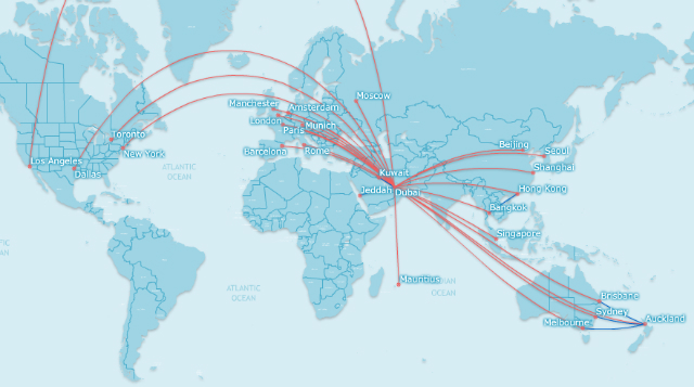 Emirates A380 route map