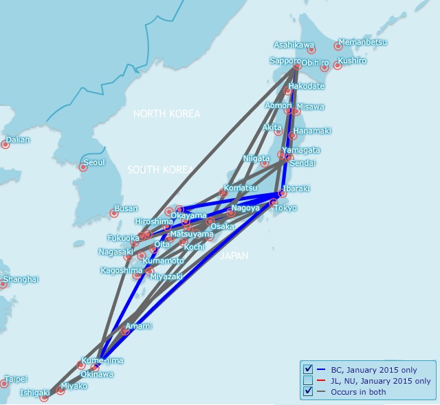 JAL Skymark route overlap