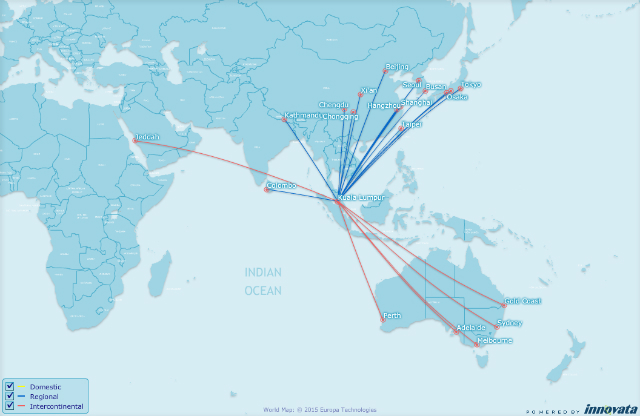 AirAsia X destinations, Feb 2015