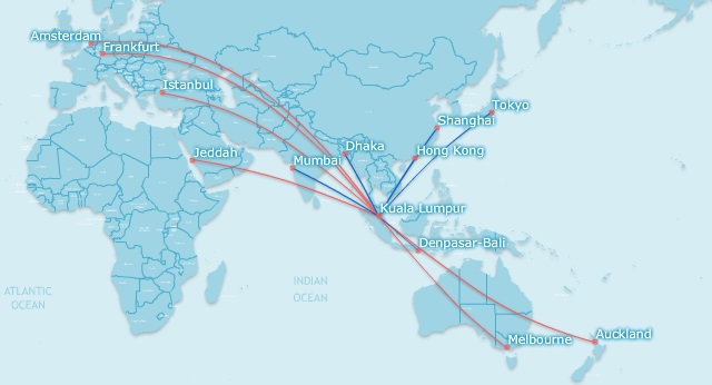 MAS’ 777 route destinations – April 2015