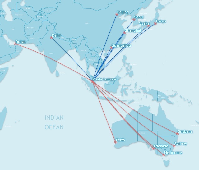 MAS’ A330 route destinations – April 2015