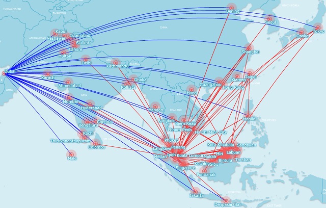 Emirates, Malaysia Airlines routes Dec 2015