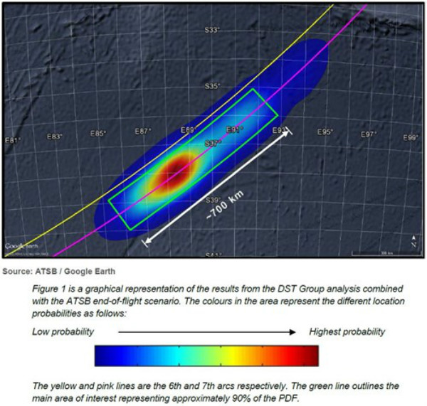 MH370 seventh arc probable impact zone