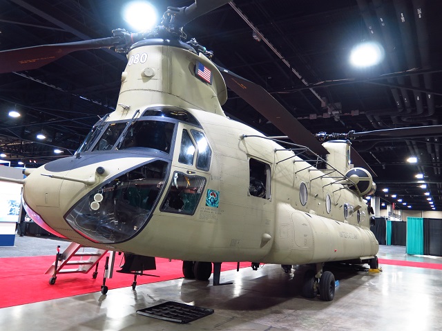 Boeing CH-47F Chinook on display at Army Aviation 