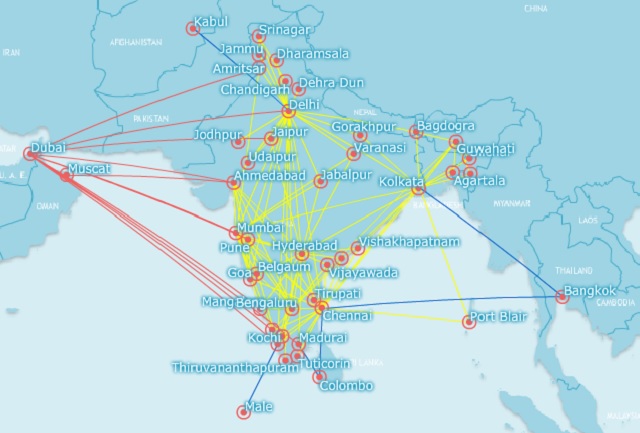 SpiceJet Network Map Feb 2017