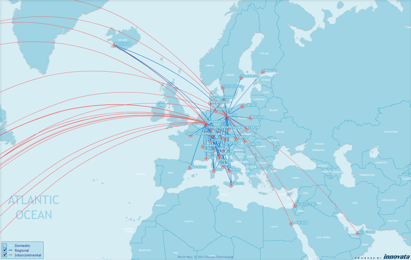 Air Berlin European network August 2017