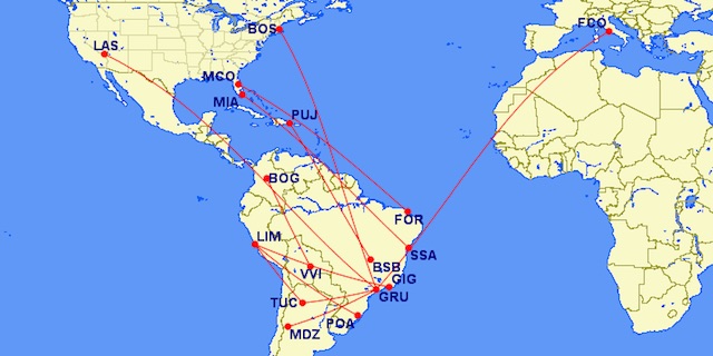 LATAM Brasil domestic routes, 2017, LATAM Airlines Brasil d…