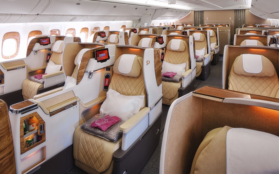 Emirates 777-200LR business cabin