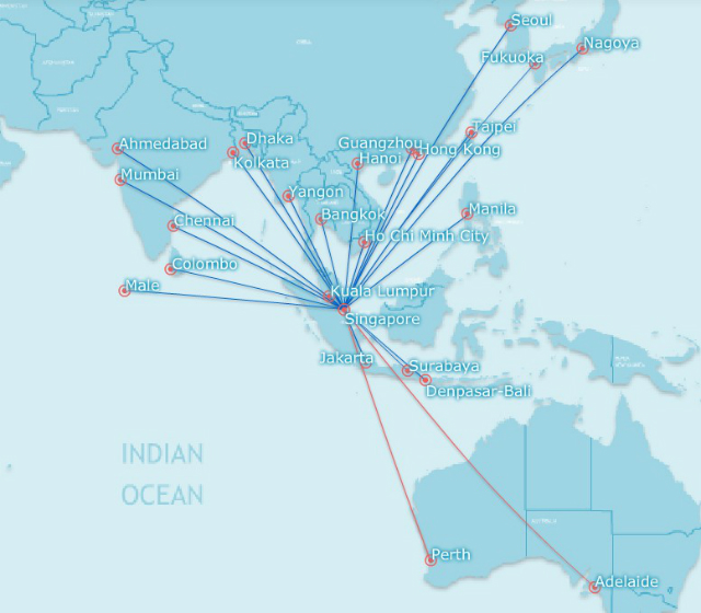 SIA's A330 network June 2018