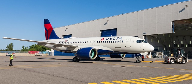 Pictures Delta S First A220 Rolls Out Of Mirabel Hangar