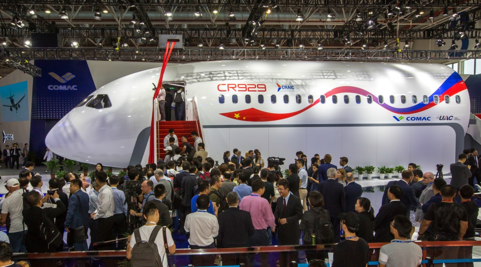 CR929 cockpit + cabin mock-up Zhuhai air show 2018