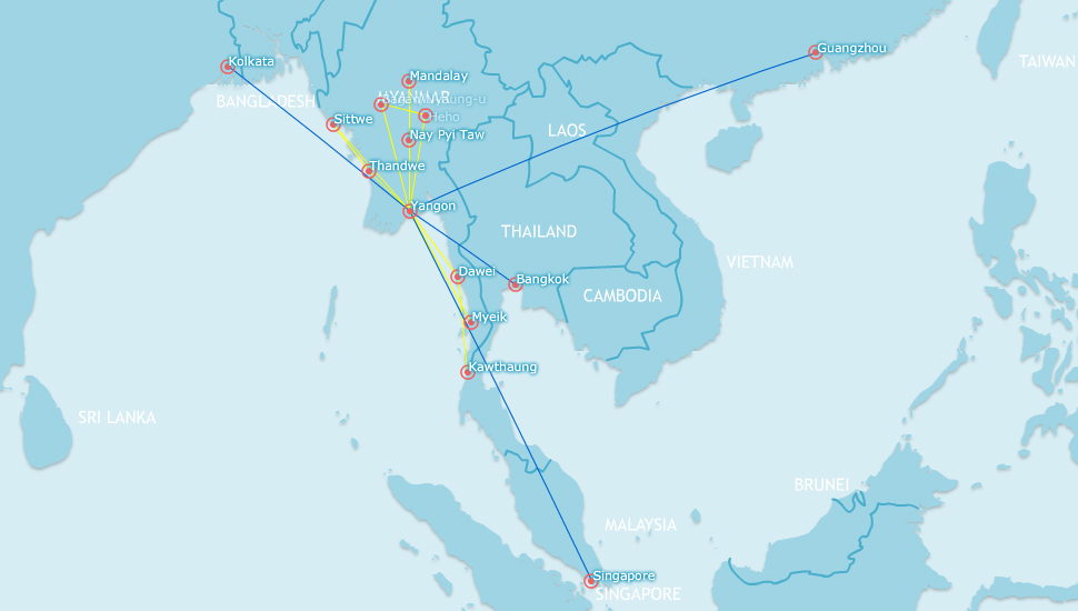 Myanmar Airways Int'l August network - Innovata